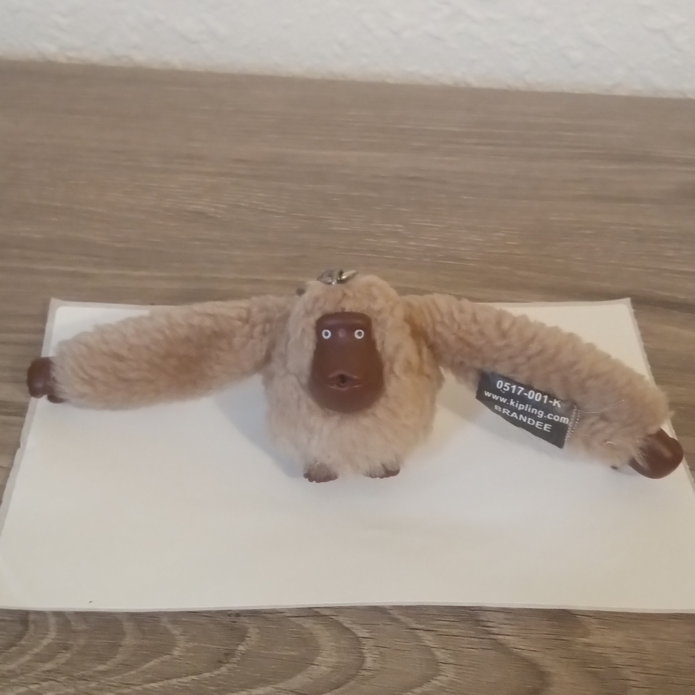 Kipling Light Brown Plush Monkey Keychain with Brown Face- Name Brandee